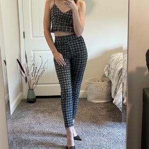 Two piece Black Plaid Suit😻